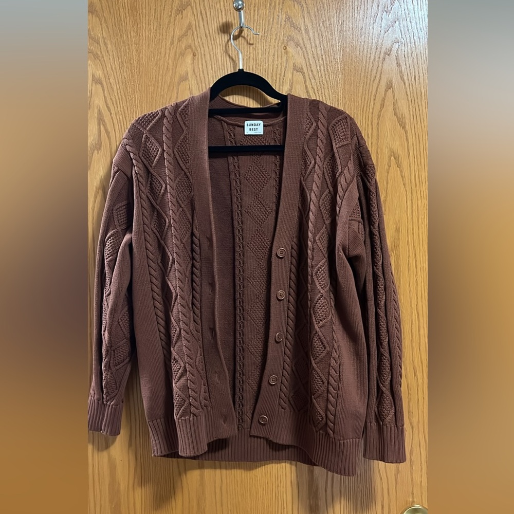 Sunday Best Brown Cable Knit Cardigan